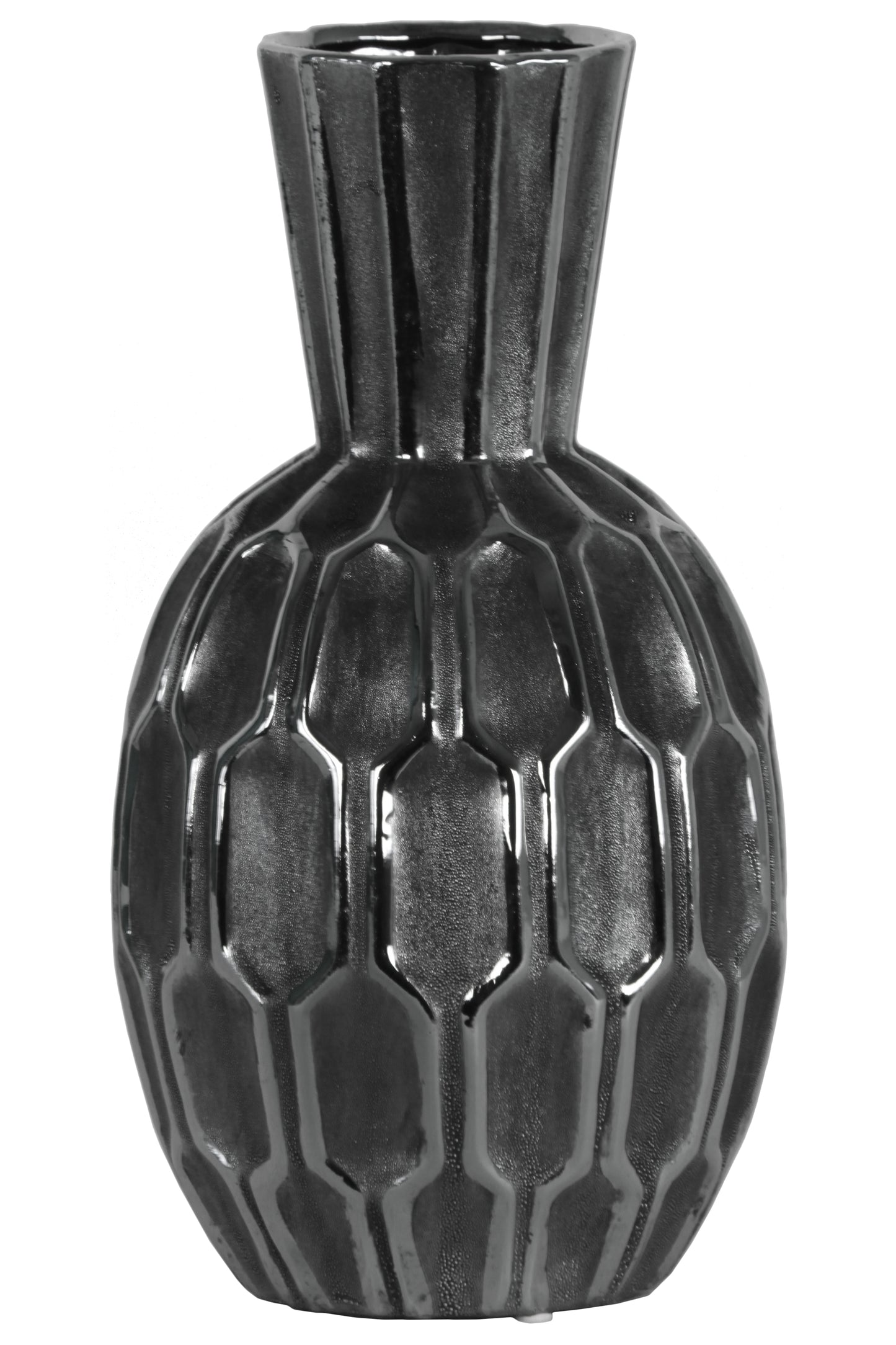 Ceramic Vase Distressed Finish Silver-12.5"H