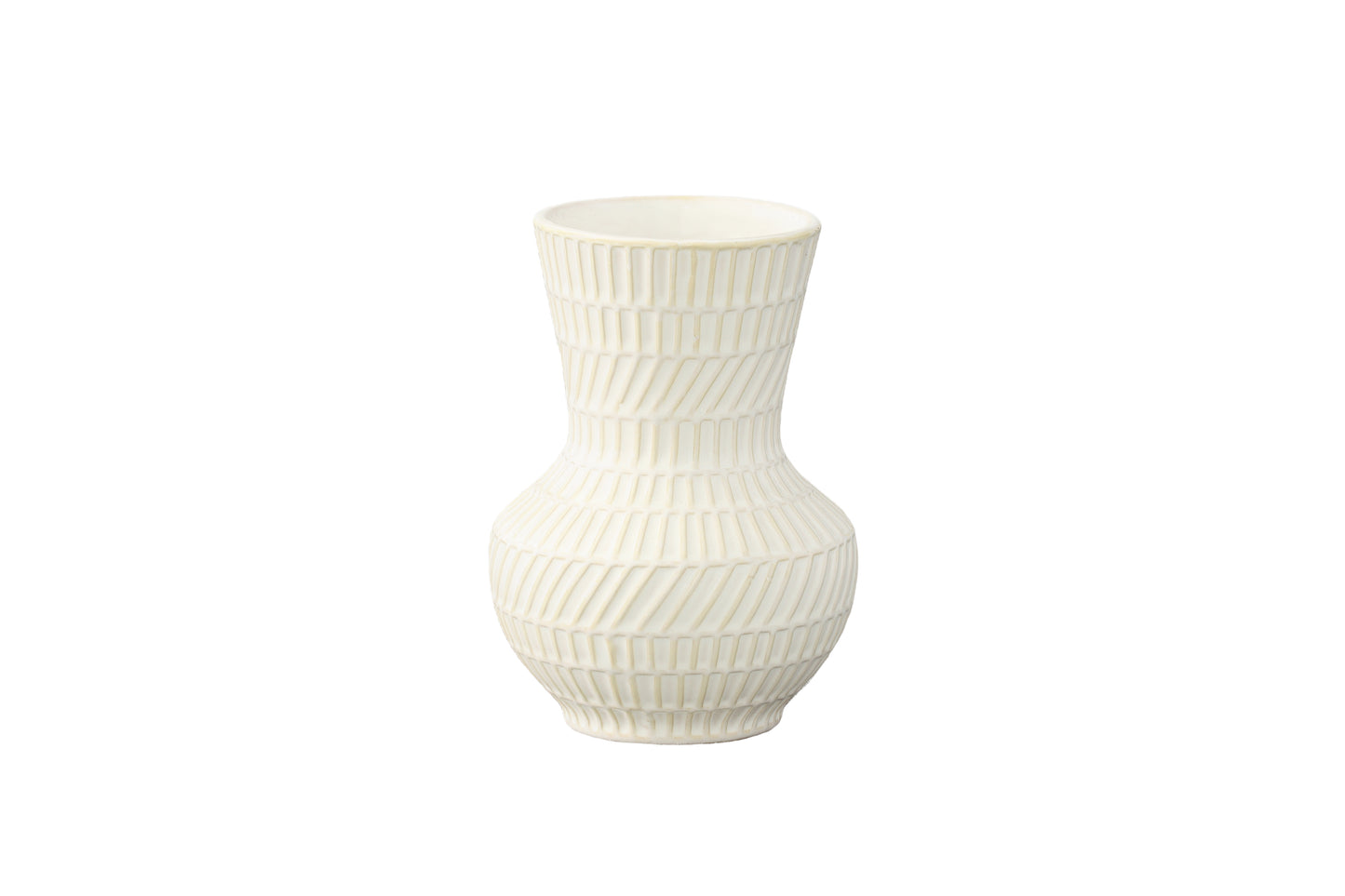 Ceramic Round Bellied Vase Gloss Finish White-8.00"H