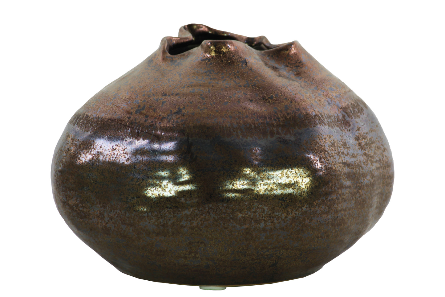 Ceramic Vase Metallic Finish Dark Gray 5"