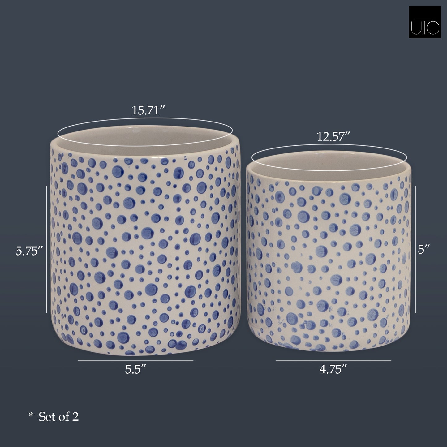 Ceramic Pot Planters Gloss Finish White-5.75"H -91