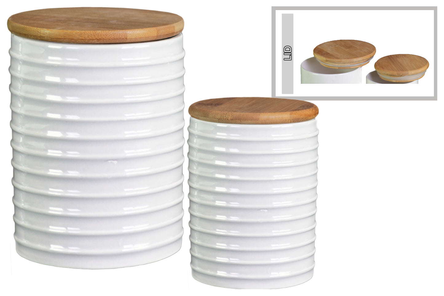 Ceramic Canister Gloss Finish White-6.75"H -57