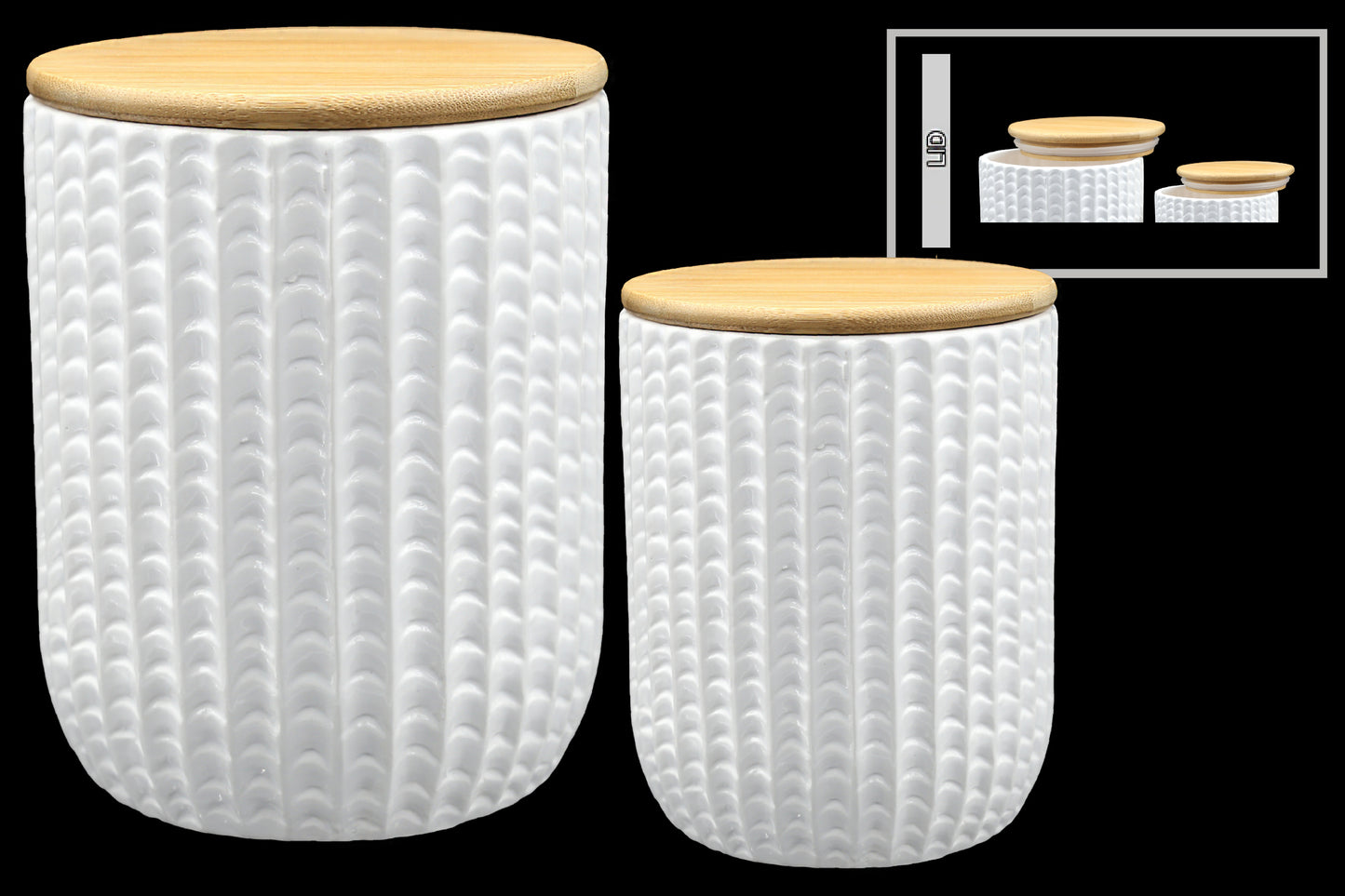 Ceramic Round Canister Coated Finish White - 6.75"H -110