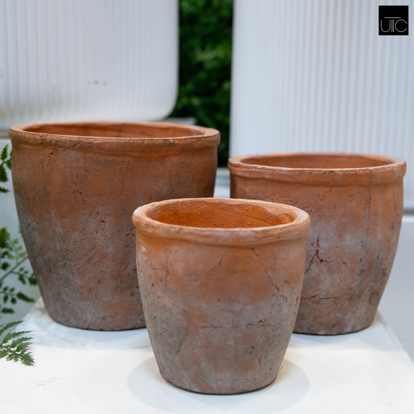 Ceramic Pot Washed Finish Vermilion-5"H