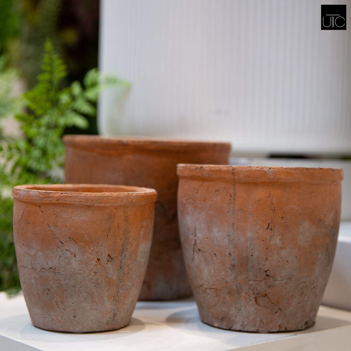 Ceramic Pot Washed Finish Vermilion-5"H