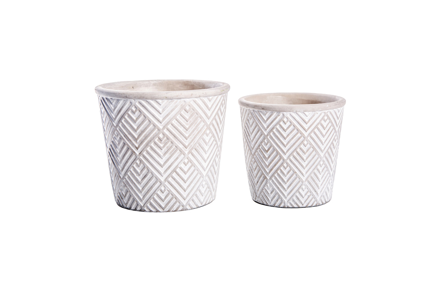 Cement Round Pot Painted Finish White-6.00"H -40