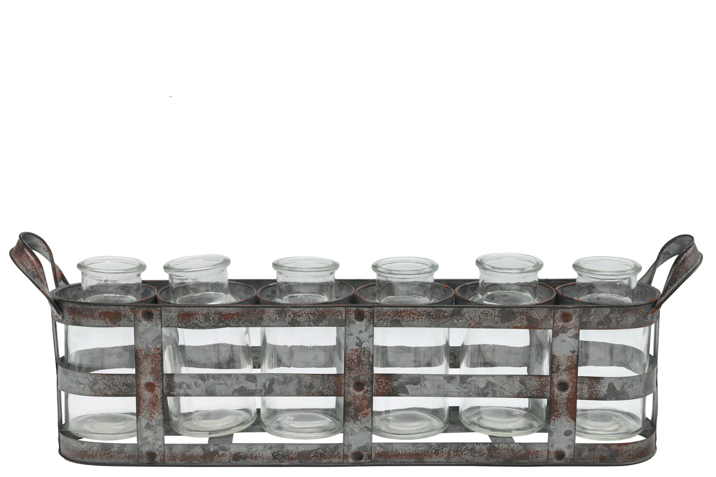 Metal Bud Vase Holder Tarnished Finish Gray-6.50"H -281