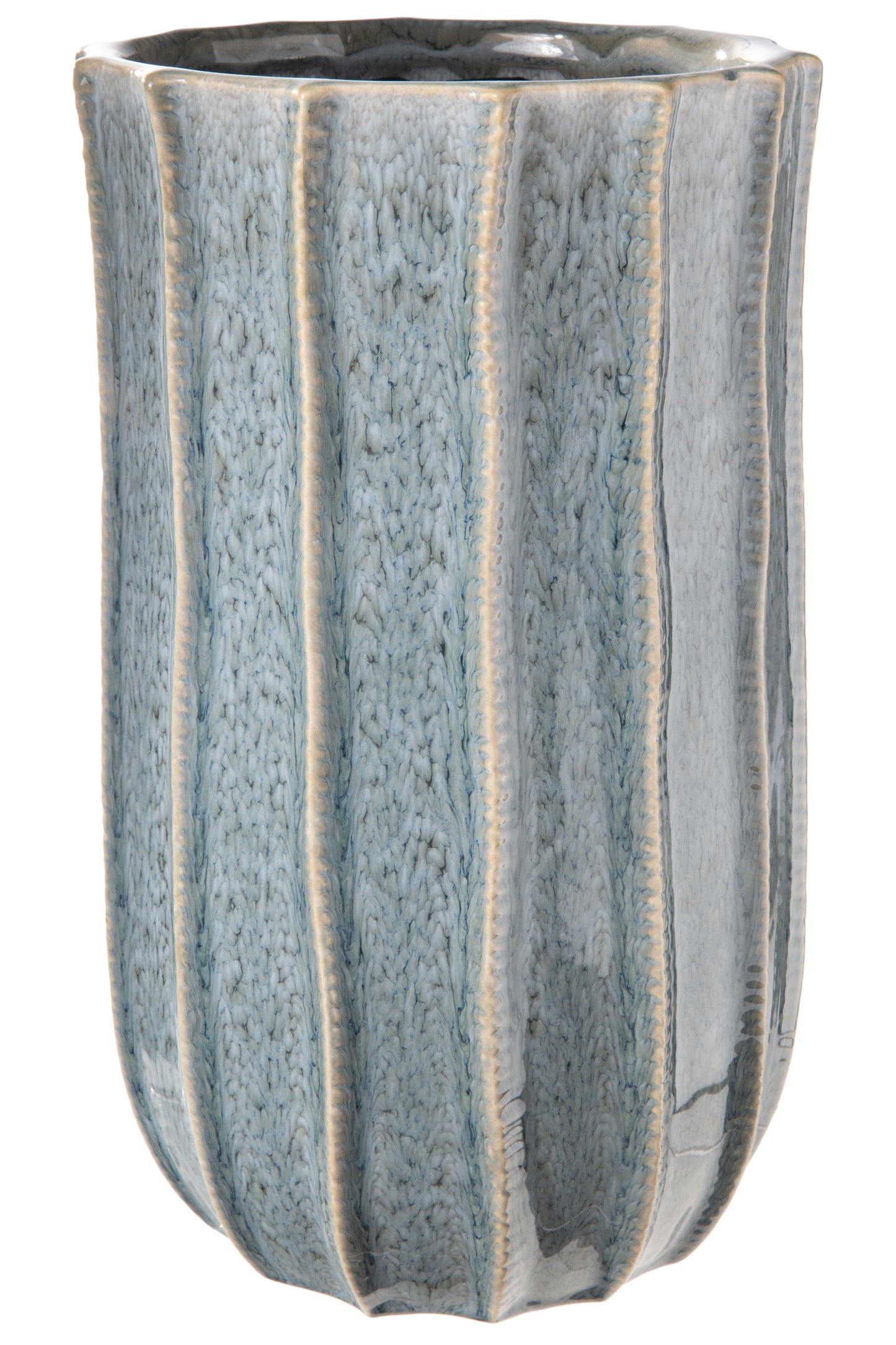 Ceramic Round Vase Gloss Finish Steel Blue-12.25"H