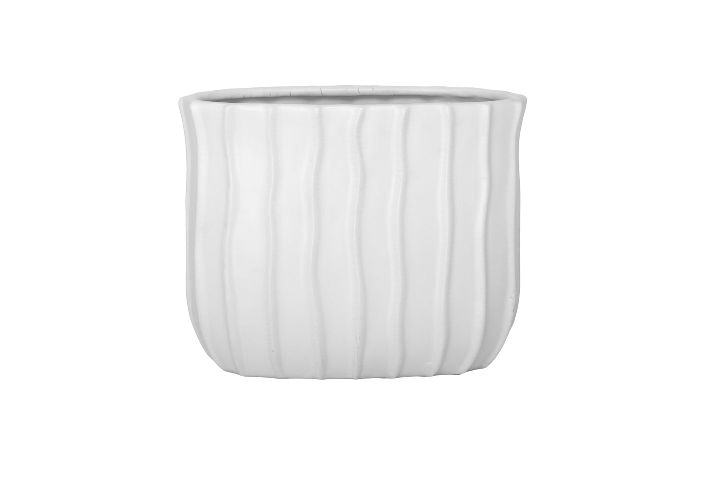 Ceramic Tall Oval Vase Matte Finish White