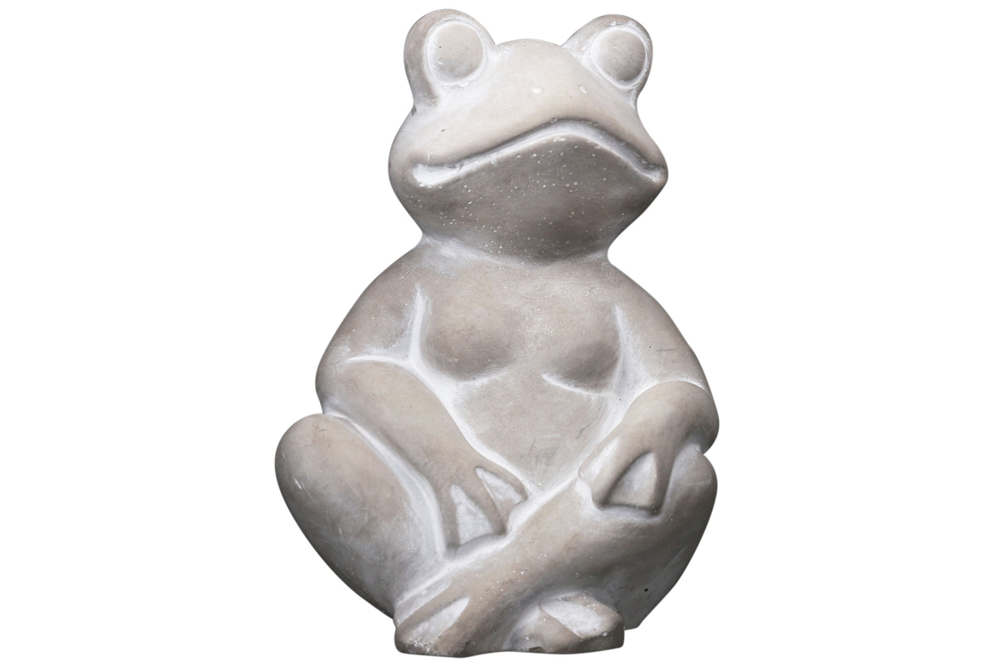 Cement Sitting Frog Statue Washed Finish Gray-8.25"H