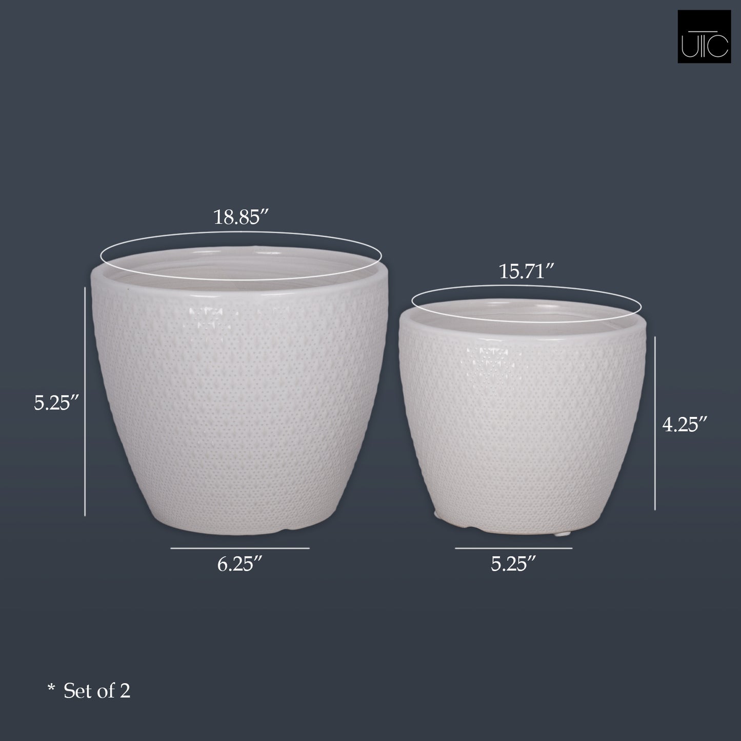 Ceramic Pot Gloss Finish White-5.25"H -78