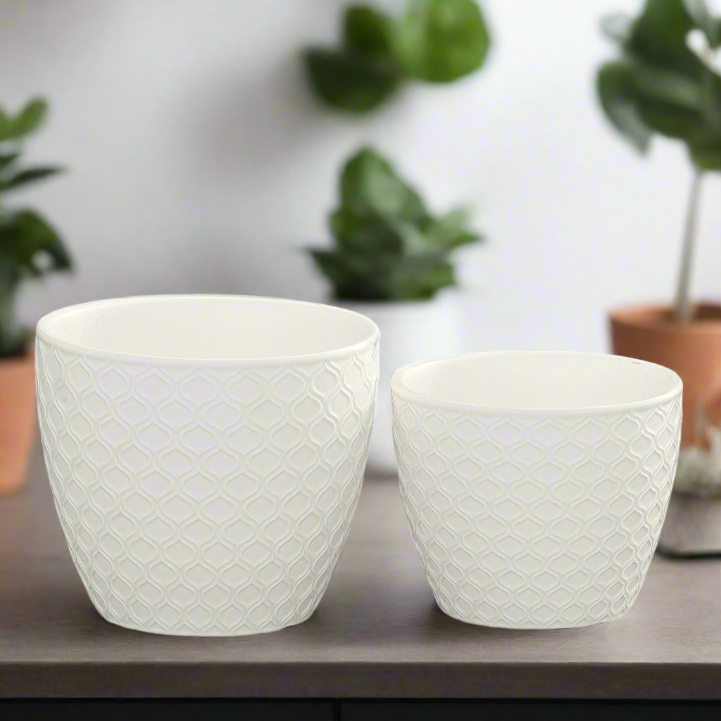 Ceramic Pot Gloss Finish White-5.25"H -79
