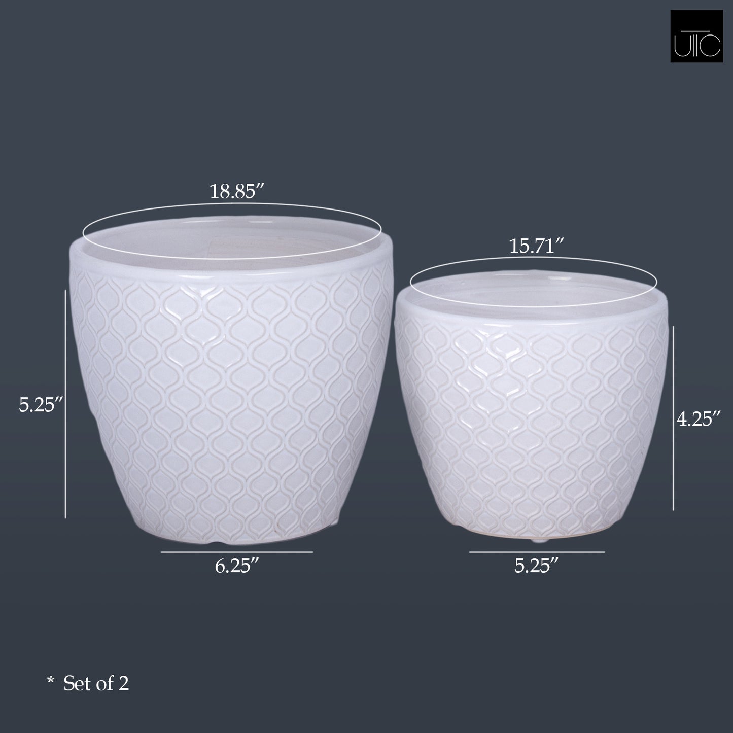 Ceramic Pot Gloss Finish White-5.25"H -79