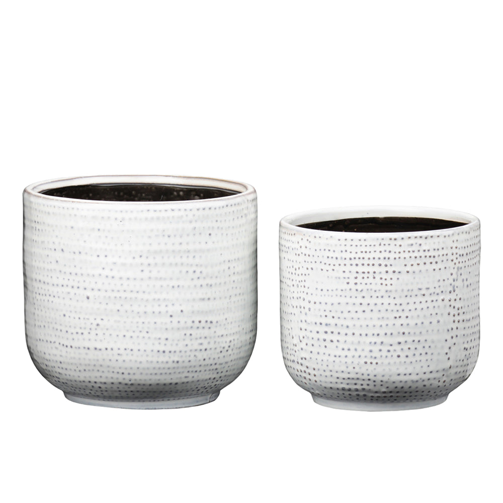 Ceramic Round Pot Gloss Finish Ivory..6.25"x6.25"x5.75"H -152