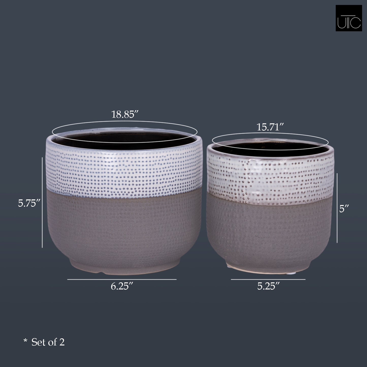 Ceramic Round Pot Gloss Finish Ivory..6.25"x6.25"x5.75"H -153