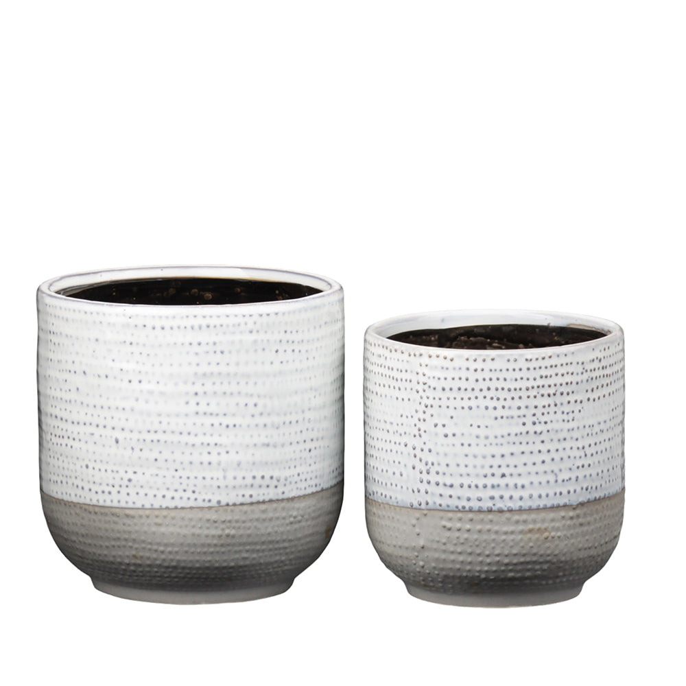 Ceramic Round Pot Gloss Finish Ivory..6.25"x6.25"x5.75"H -153