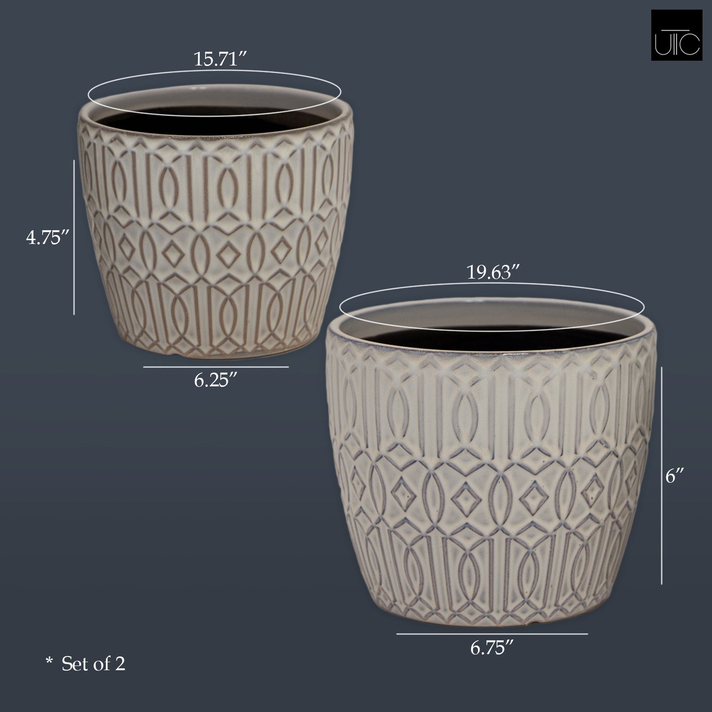 Ceramic Round Pot Gloss Finish Ivory-6.00"H