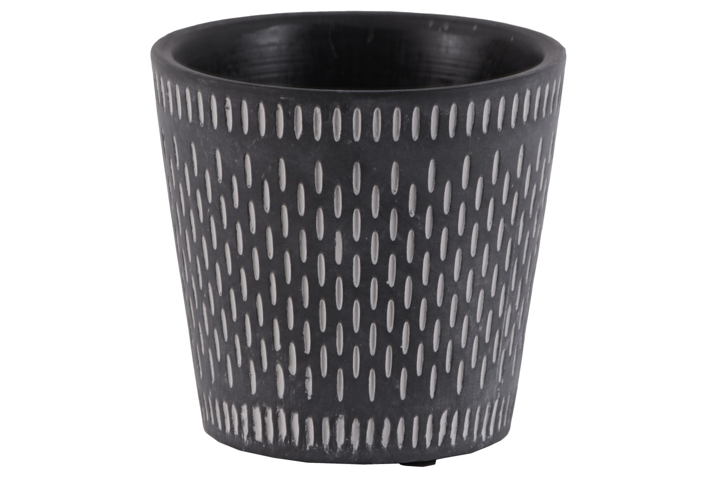 Terracotta Round Pot Washed Finish Black-5"H -306