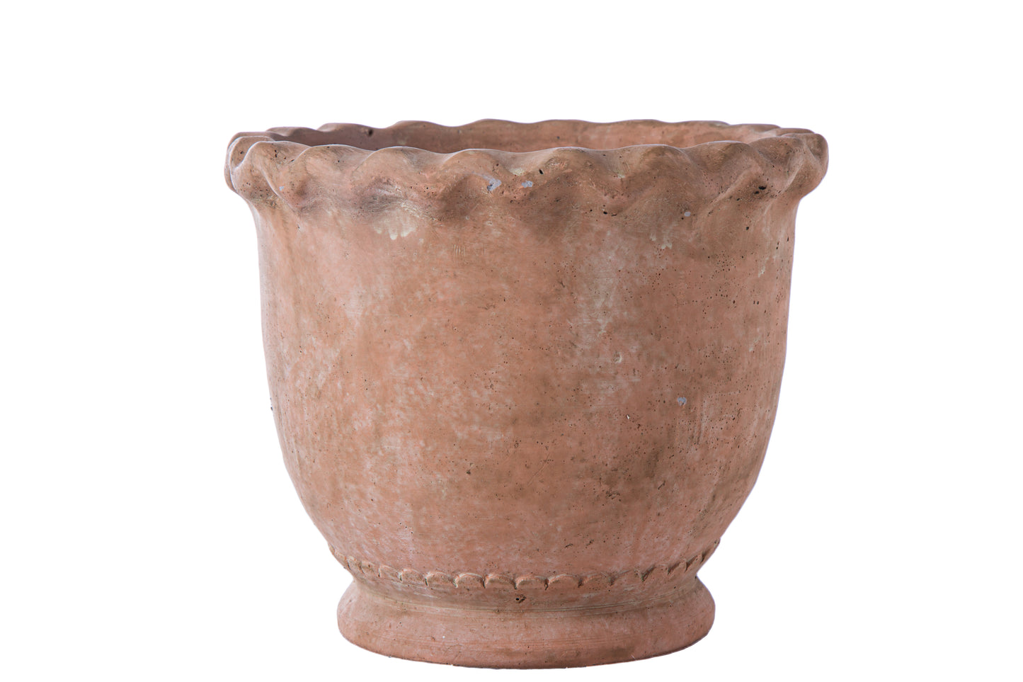 Modern Terracotta Planter with Sculpted Wave Rim