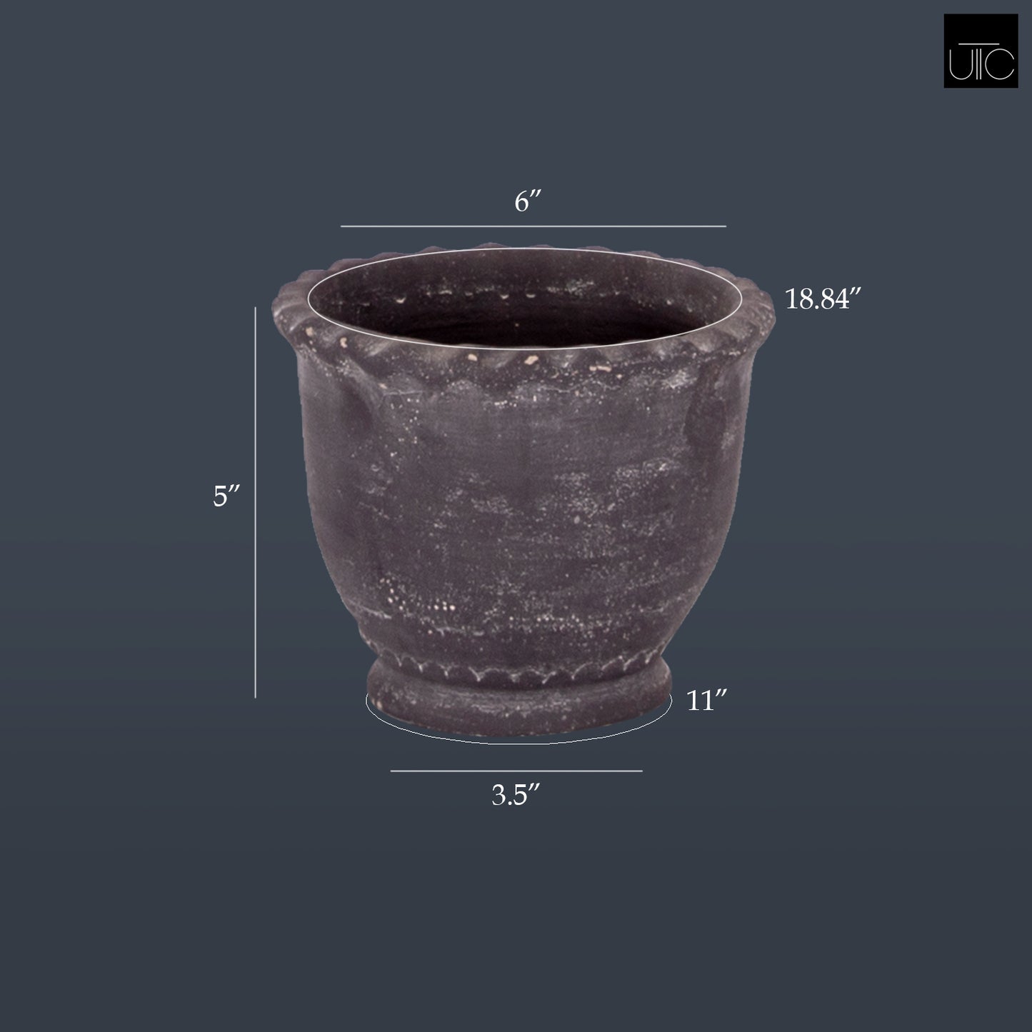 Modern Terracotta Planter with Sculpted Wave Rim