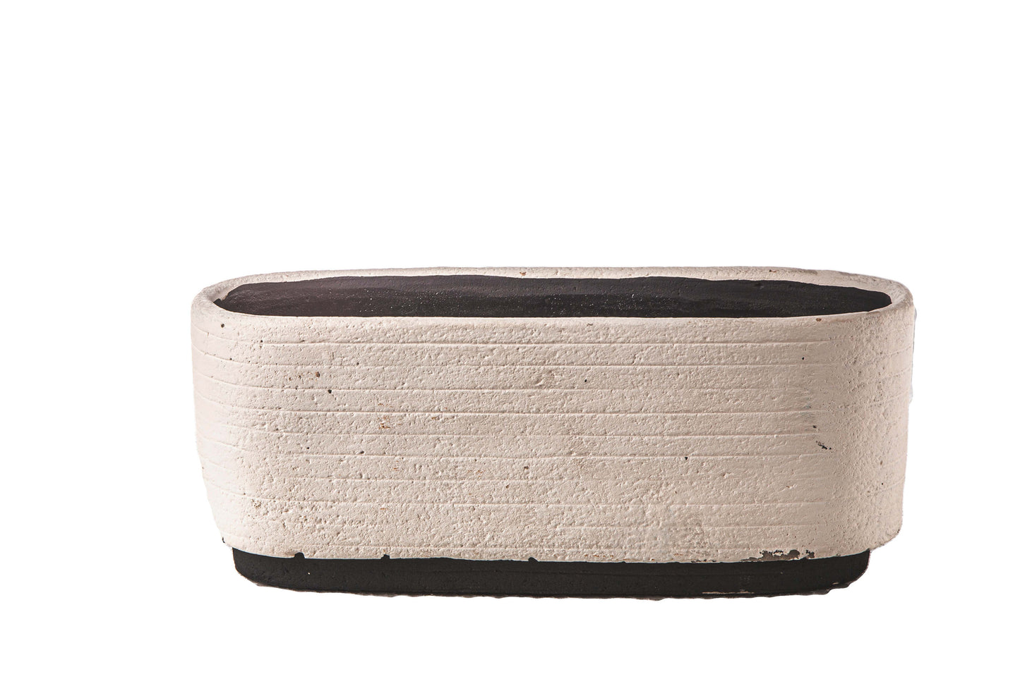 Cement Oval Pot Painted Finish Beige