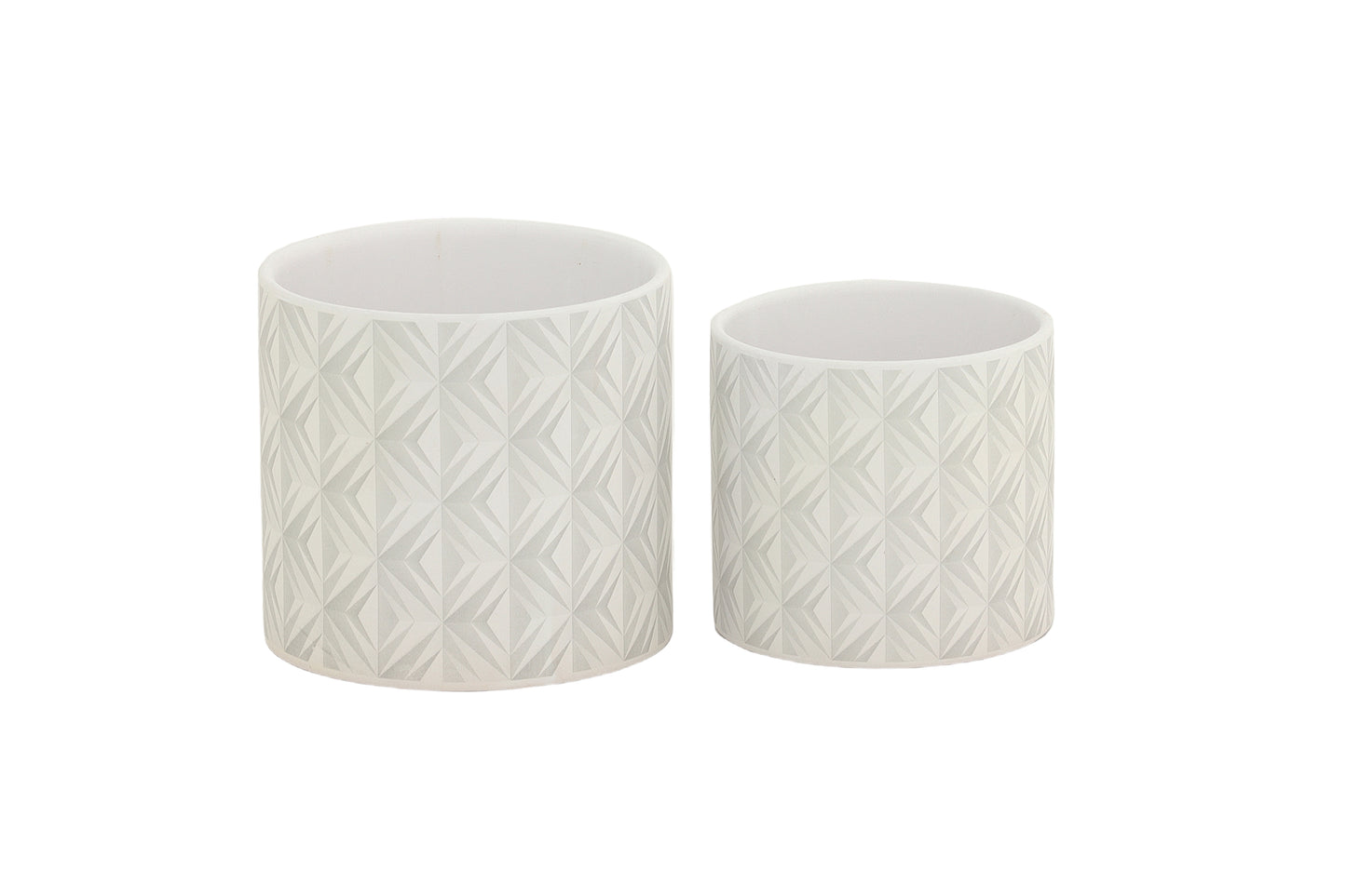 Ceramic Round Pot Decal Coated Finish White-6.25"H