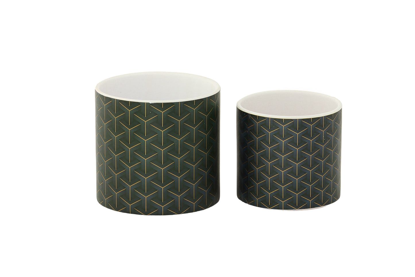 Ceramic Round Pot Decal Coated Finish Black-6.25"H -123