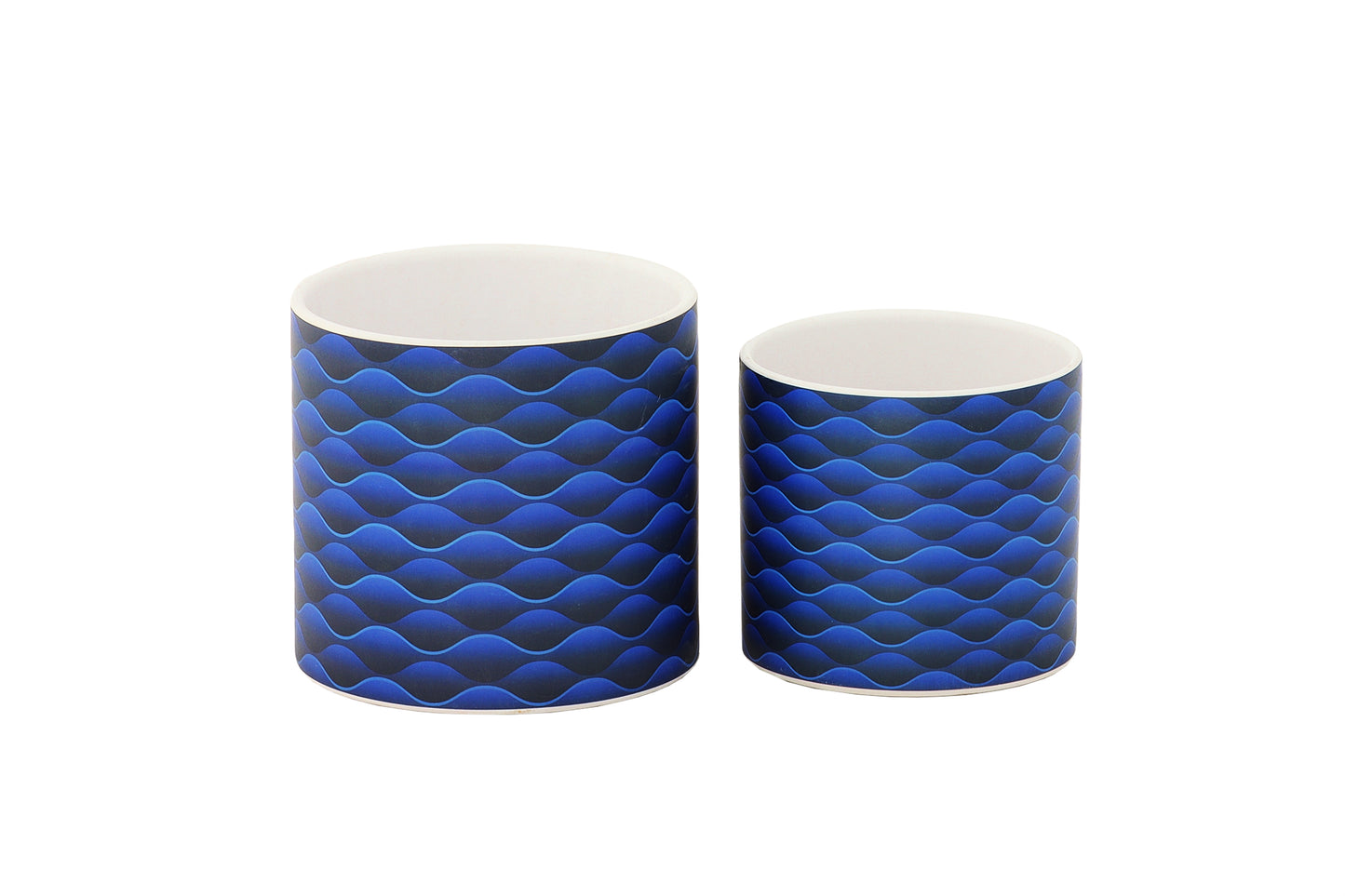 Ceramic Round Pot Decal Coated Finish Dark Blue-6.25"H