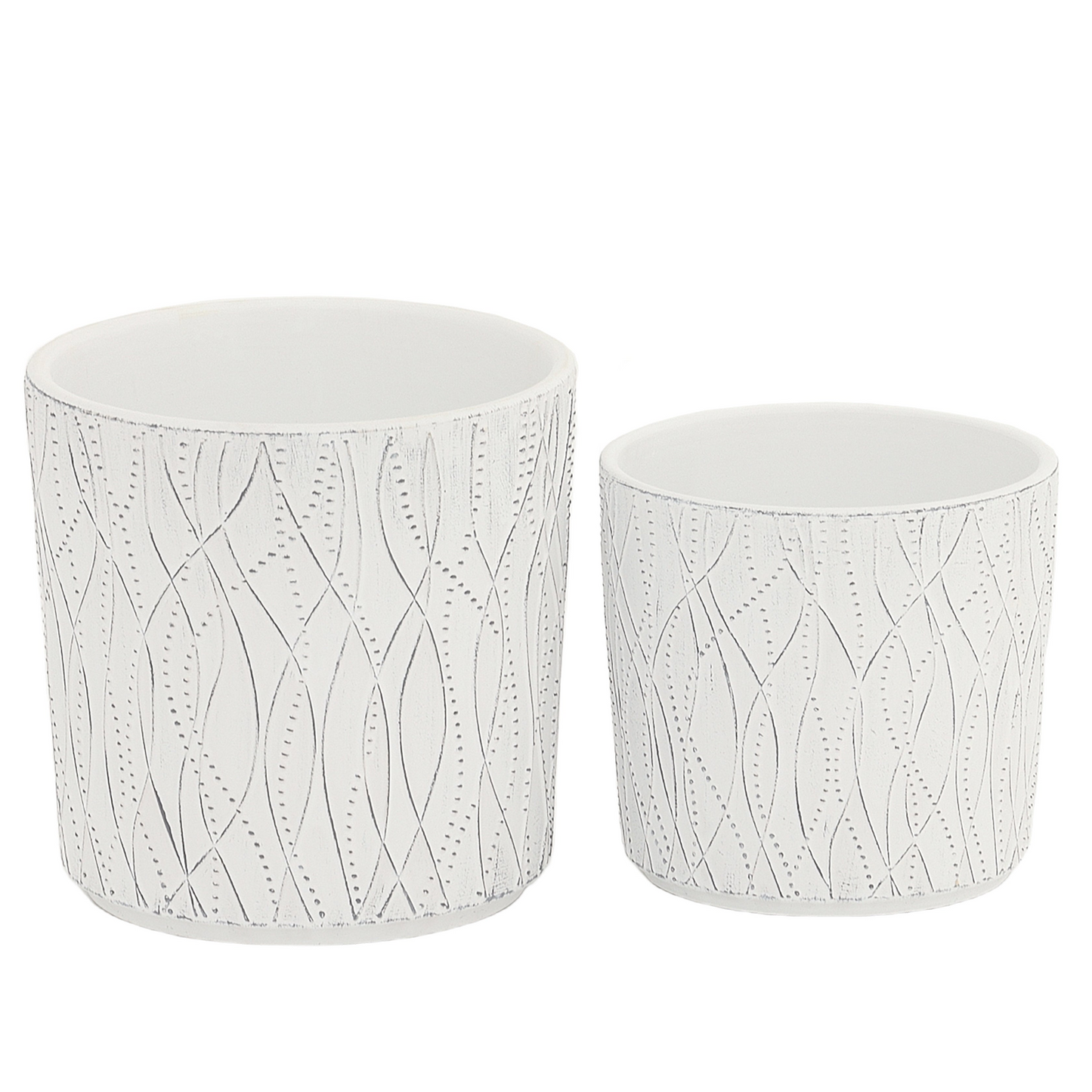Ruvano Cement Wave Pattern Planter Set (Set of 2)