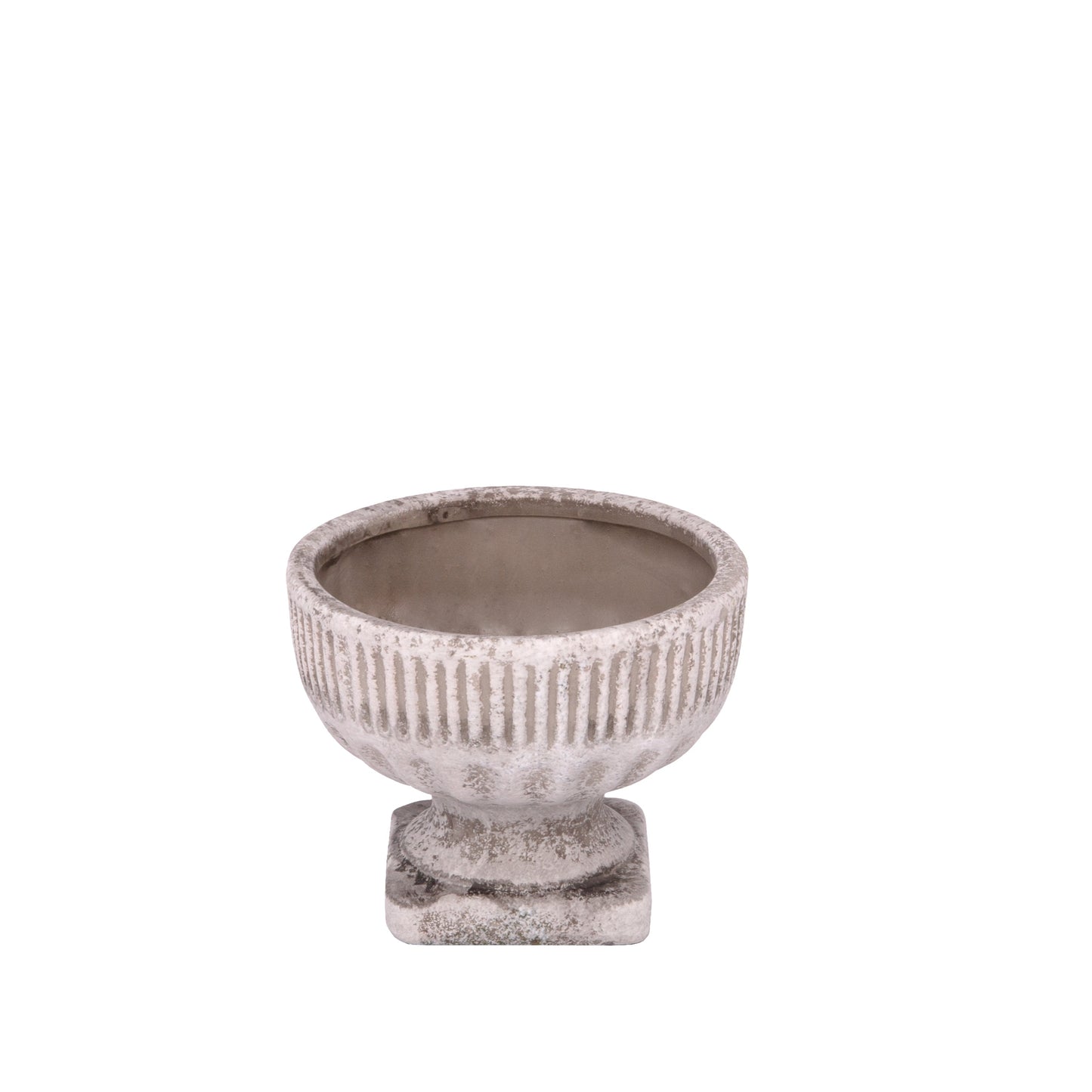Decorative cement bowl on a white background