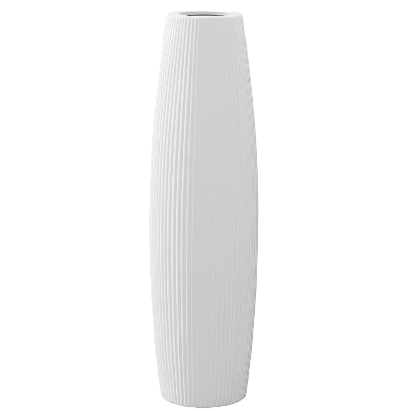 Carlisha Ceramic Bellied Round Vase with Ribbed Design and Tapered Bottom