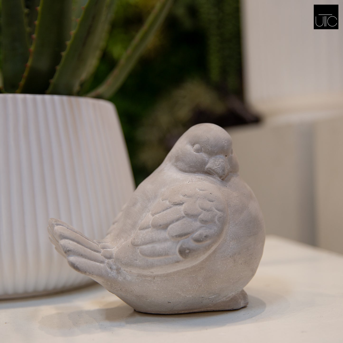 Nevelle Cement Sitting Bird Figurine