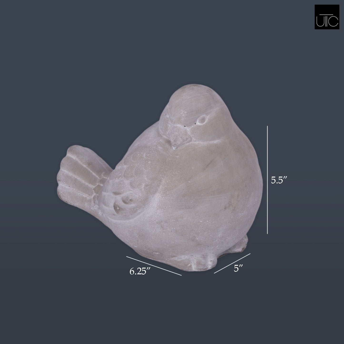 Cement Figurine Washed Concrete Finish Gray-5.5"H