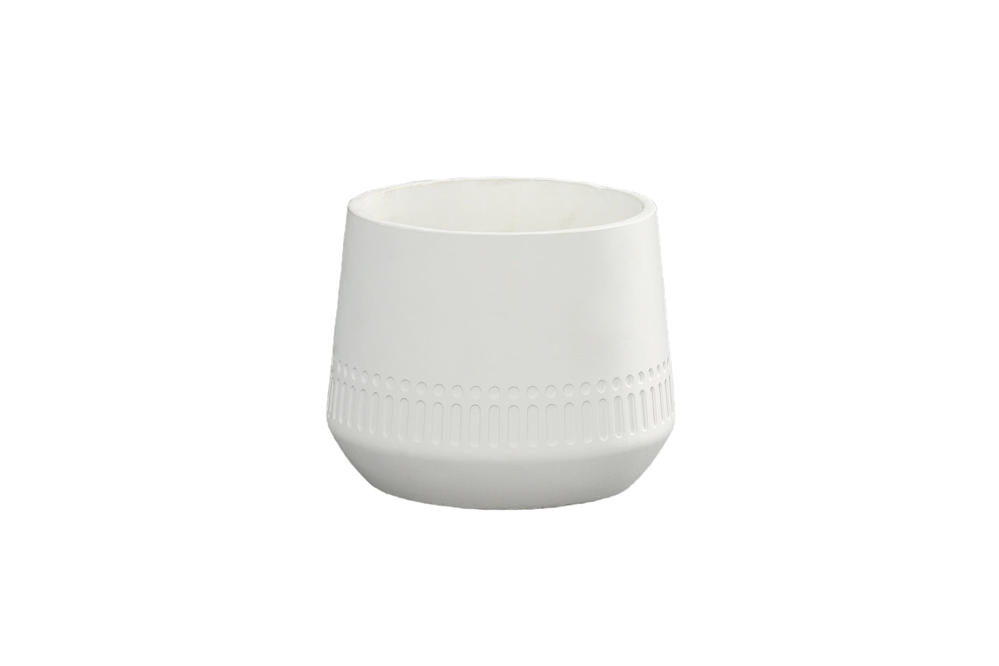 Cement Round Pot Painted Concrete Finish White