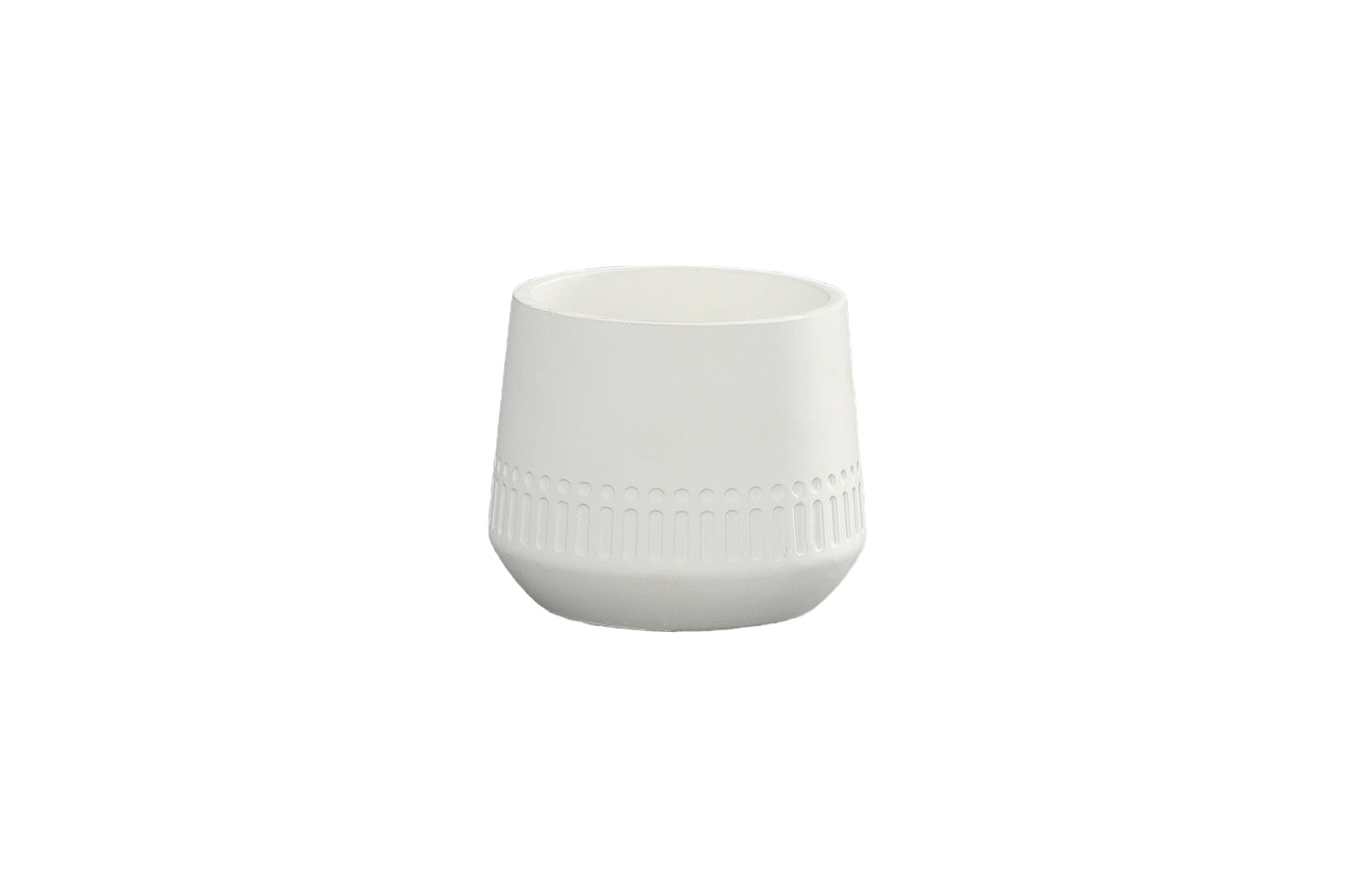Cement Round Pot Painted Concrete Finish White