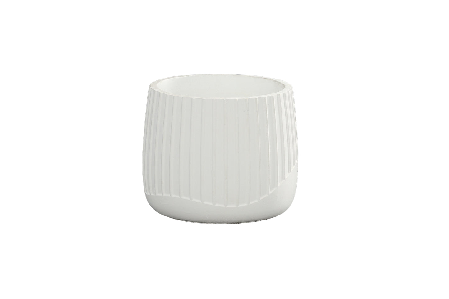 Cement Round Pot Painted Concrete Finish White