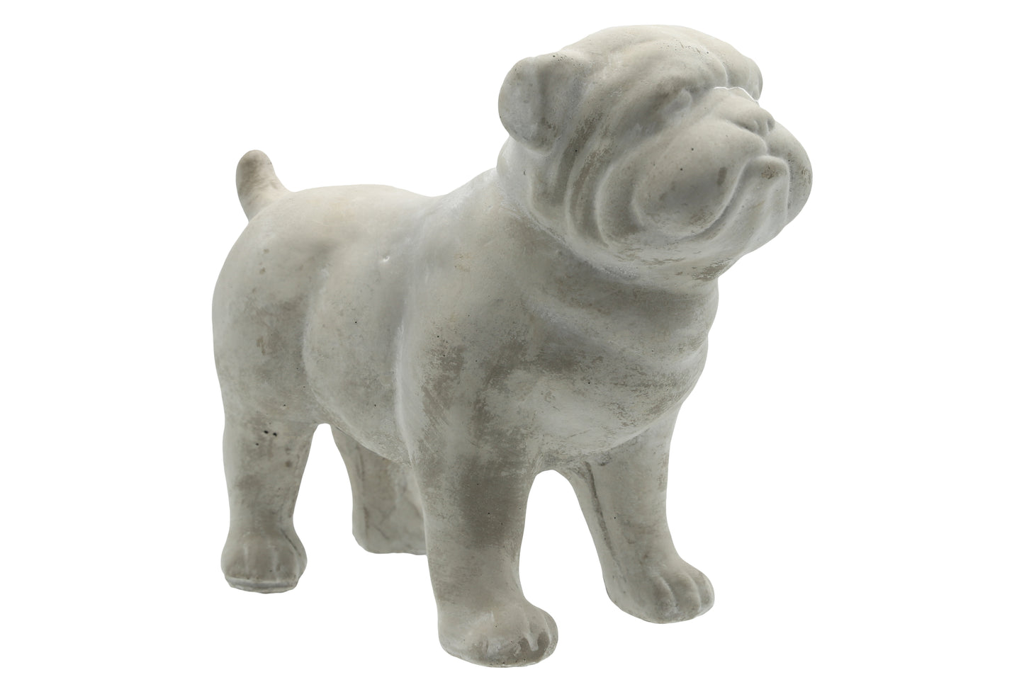 Cement Standing Bulldog Statue Washed Finish Gray-8.00"H