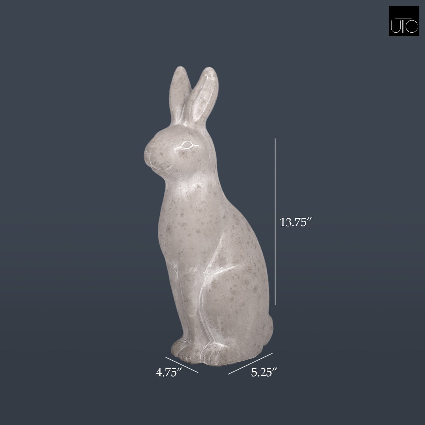 Terracotta Sitting Rabbit Figurine Distressed Finish Gray-13.75"H