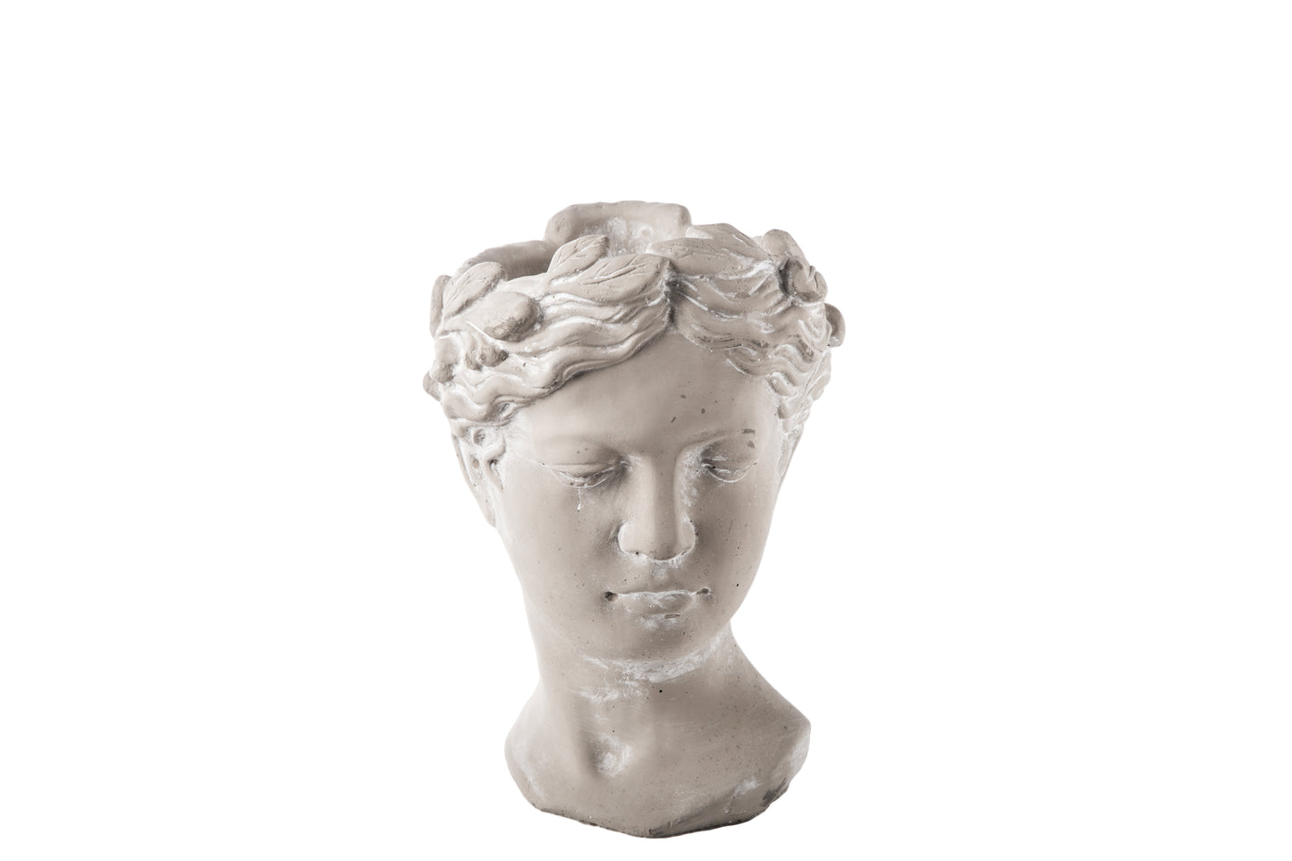 Cement Roman Lady Head Pot Washed Finish