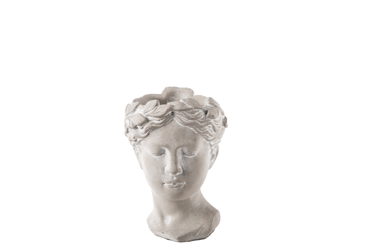 Cement Roman Lady Head Pot Washed Finish