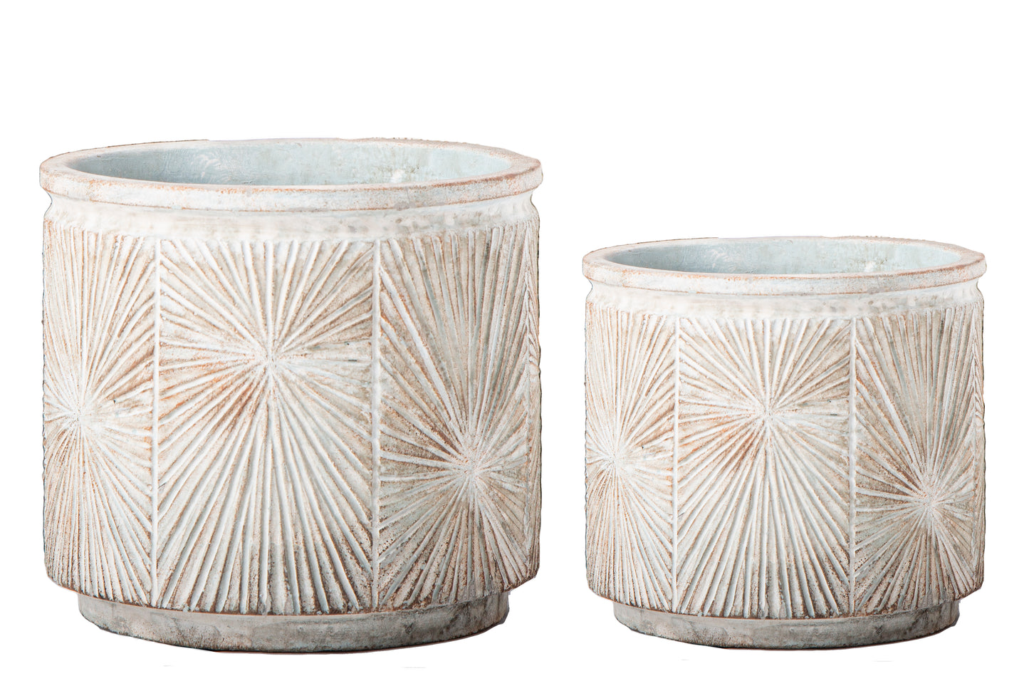 Cement Round Pot Distressed Finish Brown-6.75"H