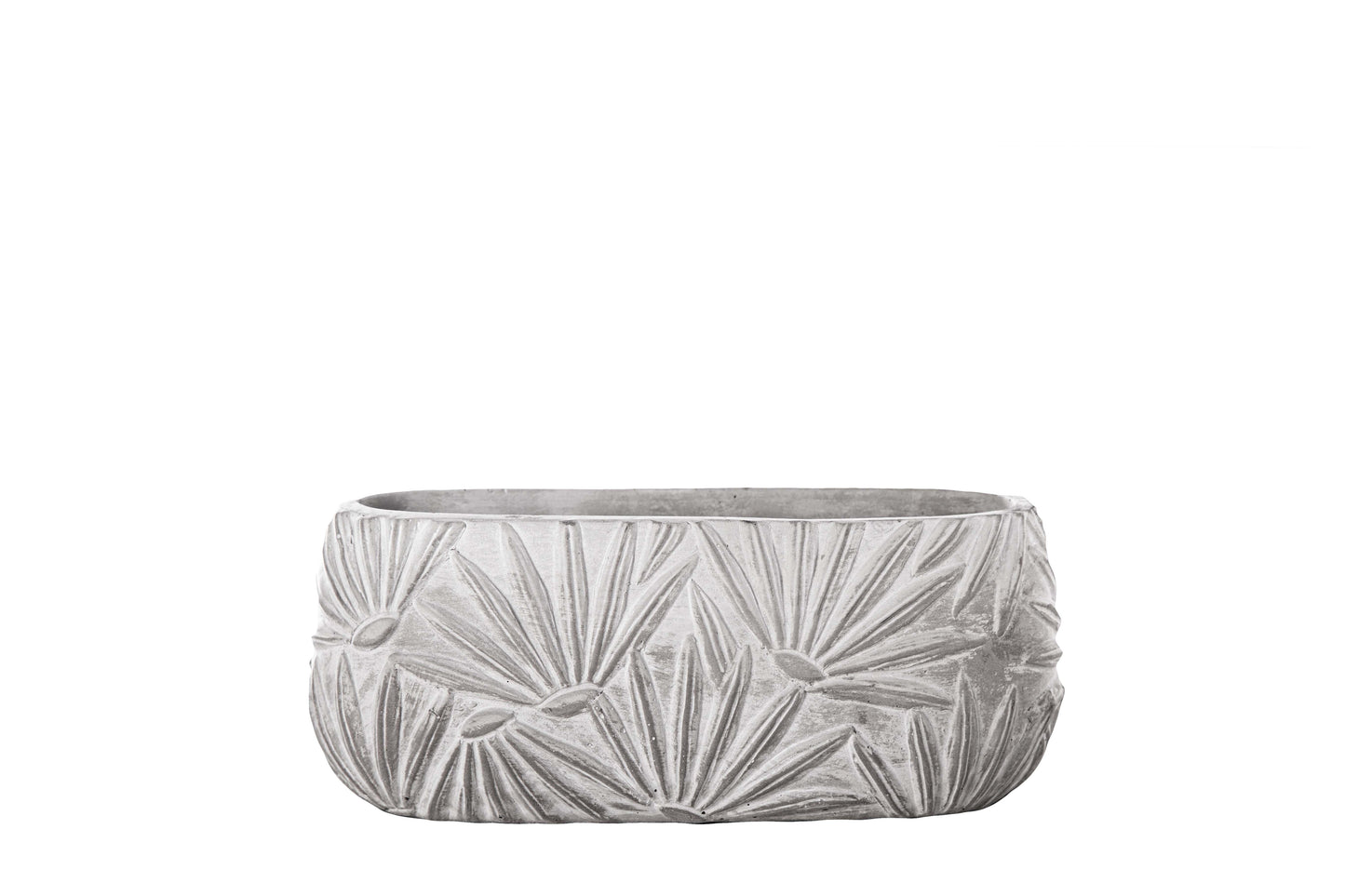 Cement Low Oval Pot Washed Concrete Finish