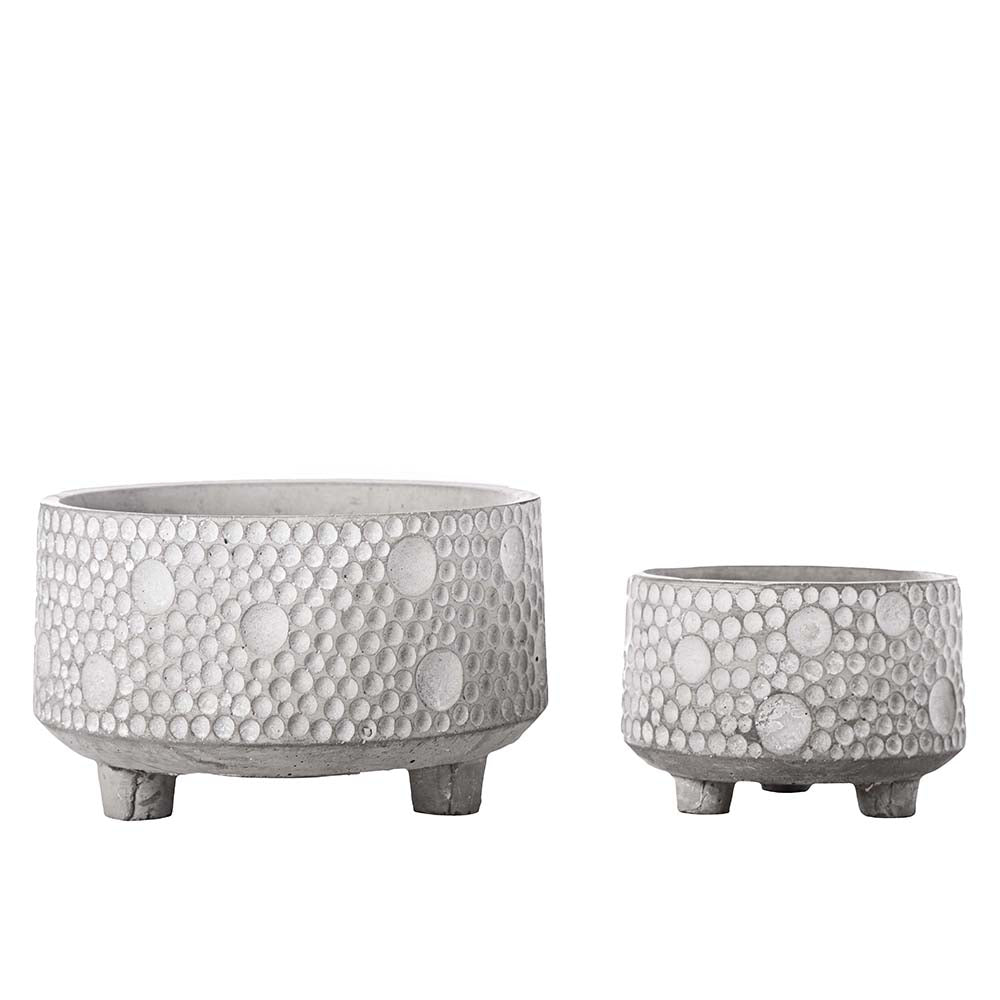 Cement Low Round Pot Washed Concrete Finish Gray