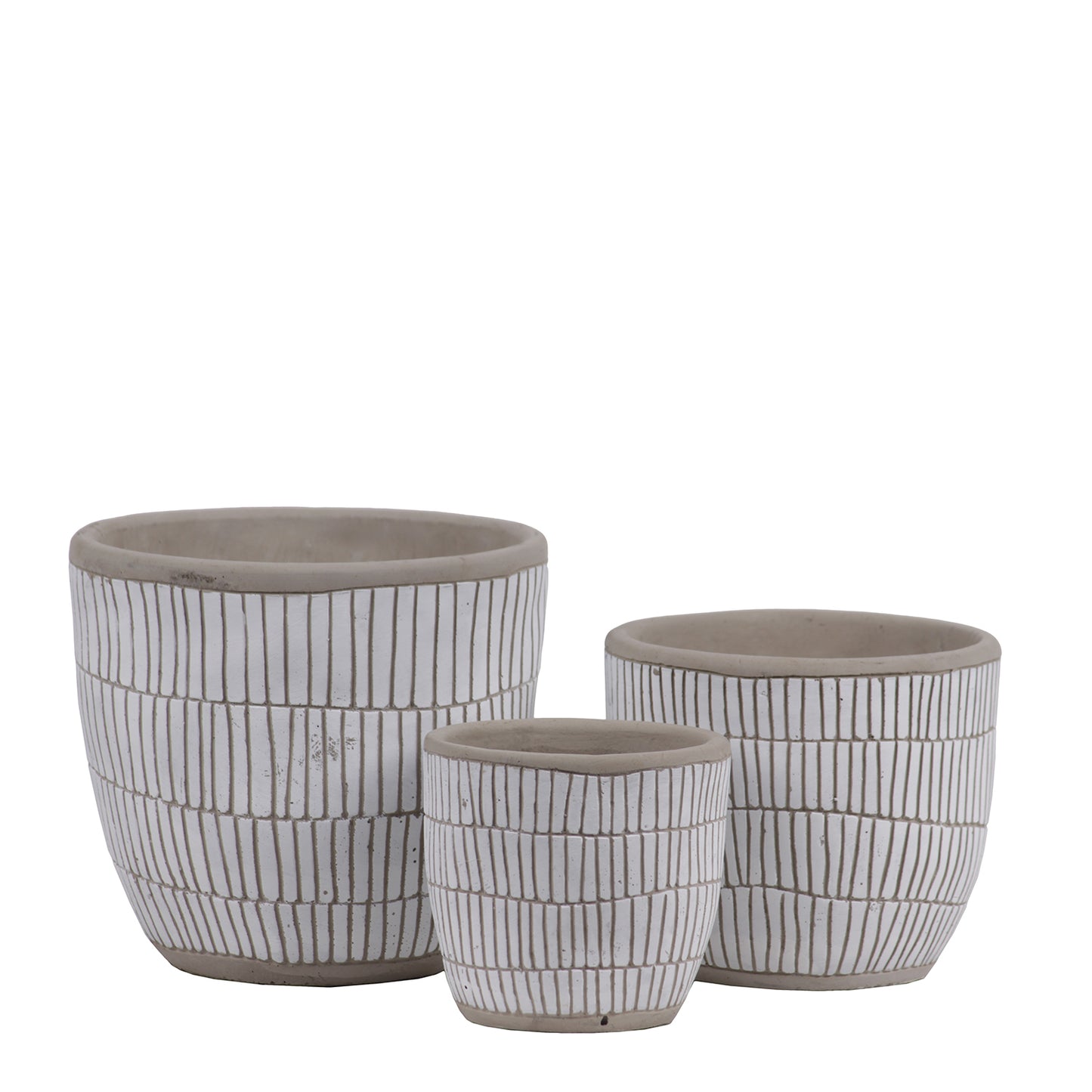 Nalore Embossed Lattice Ceramic Pot Set (Set of 3)