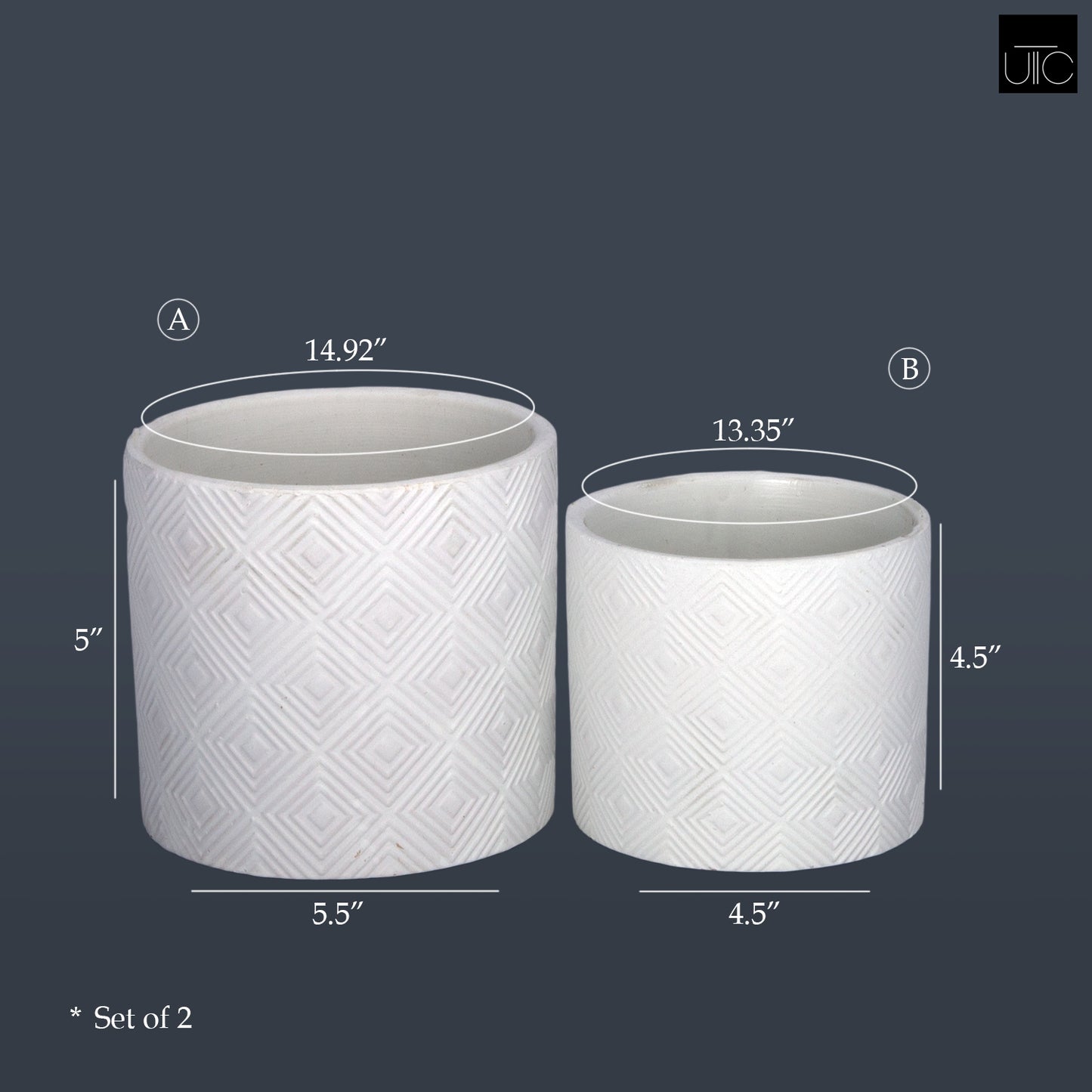 Ceramic Pot Matte Finish White-5"H -86