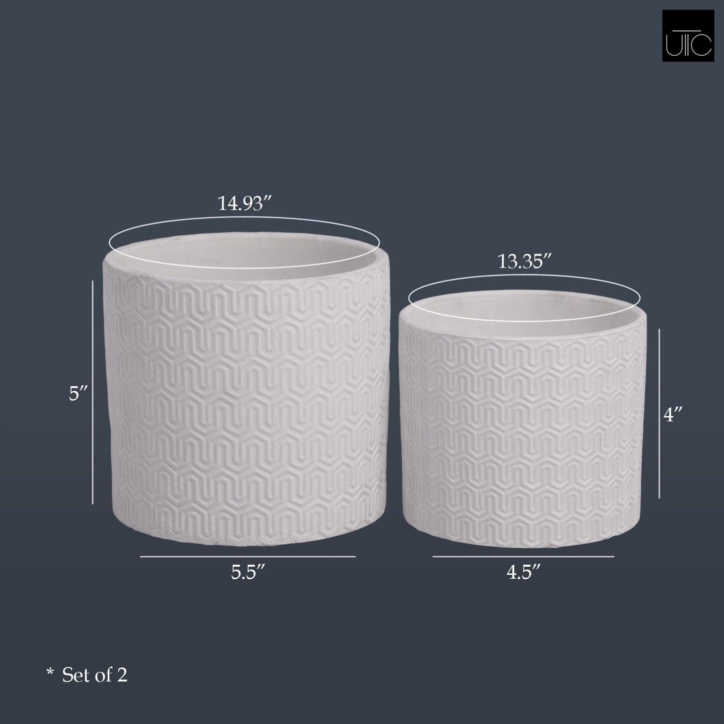 Hexille Embossed Wave Ceramic Pots (Set of 2)