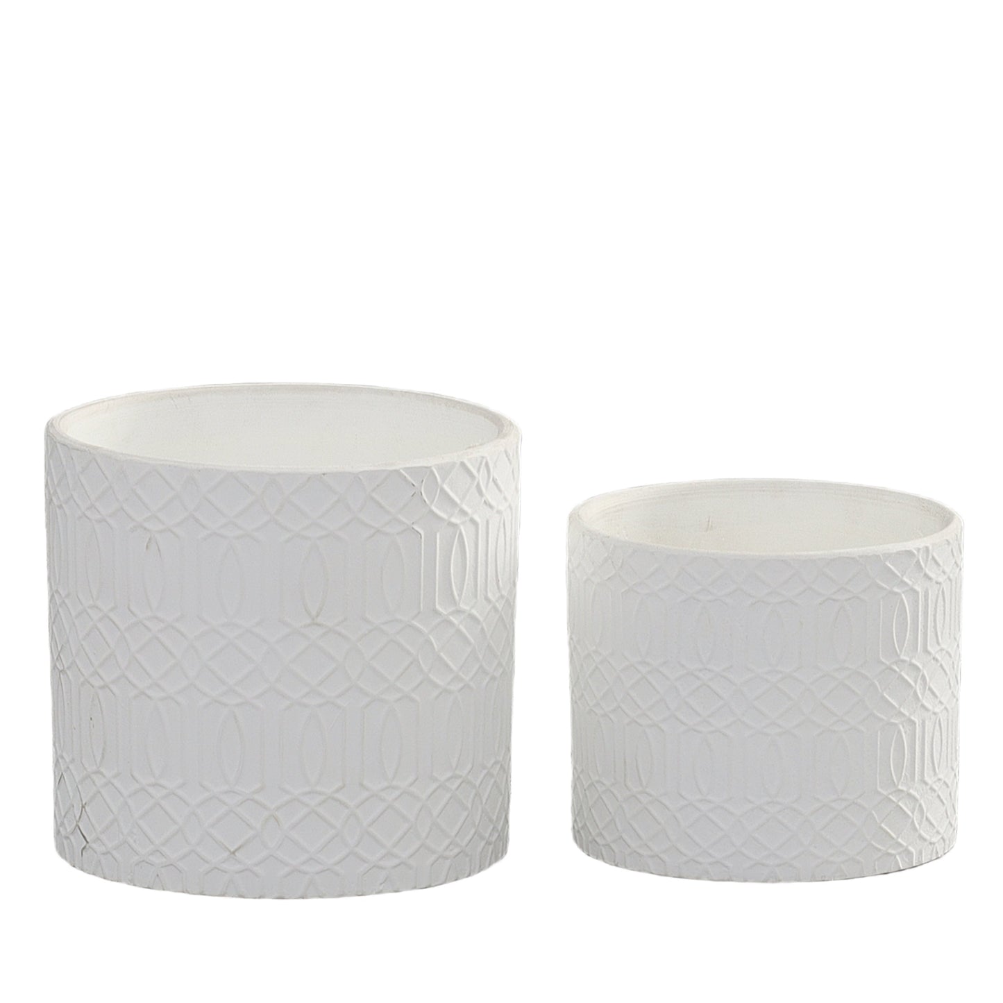 Sylas Embossed Lattice Design Ceramic Planters (Set of 3)