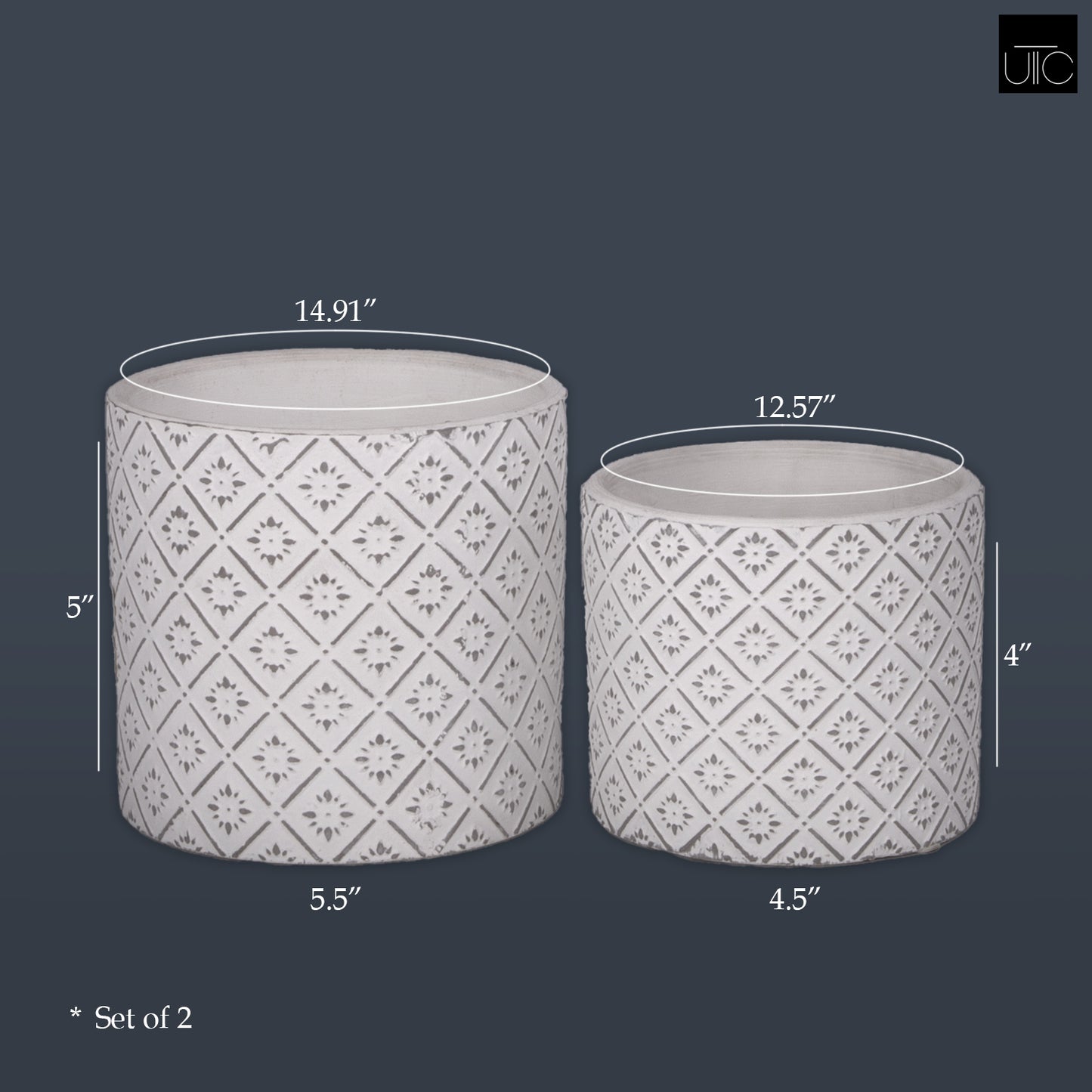 Ceramic Pot Concrete Finish-5.00"H