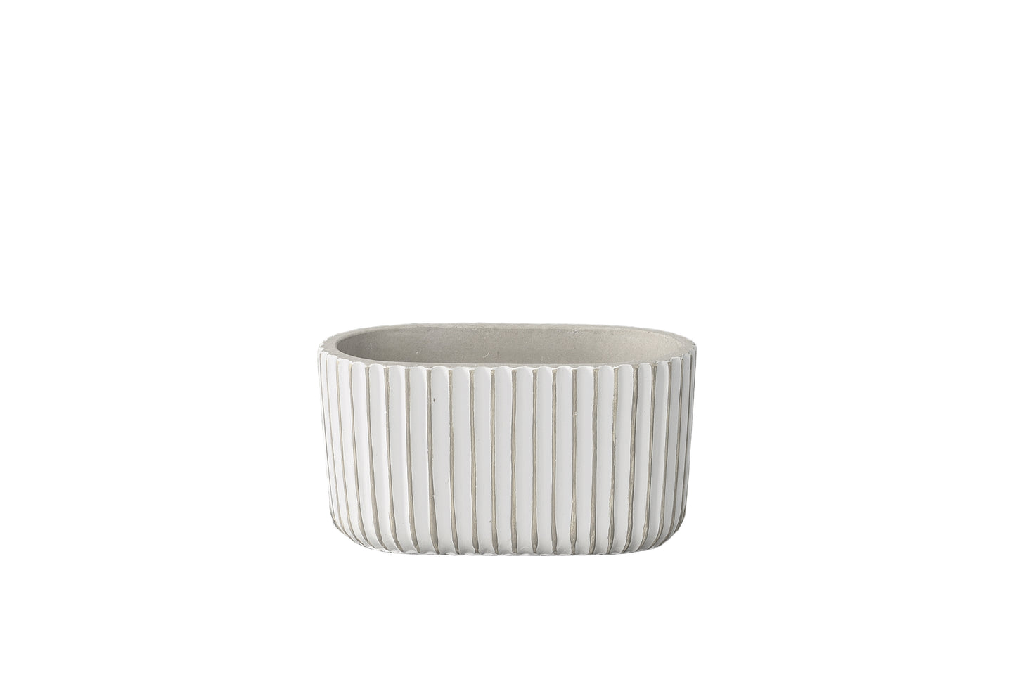 Cement Rectangle Pot Painted Finish White-4.25"H