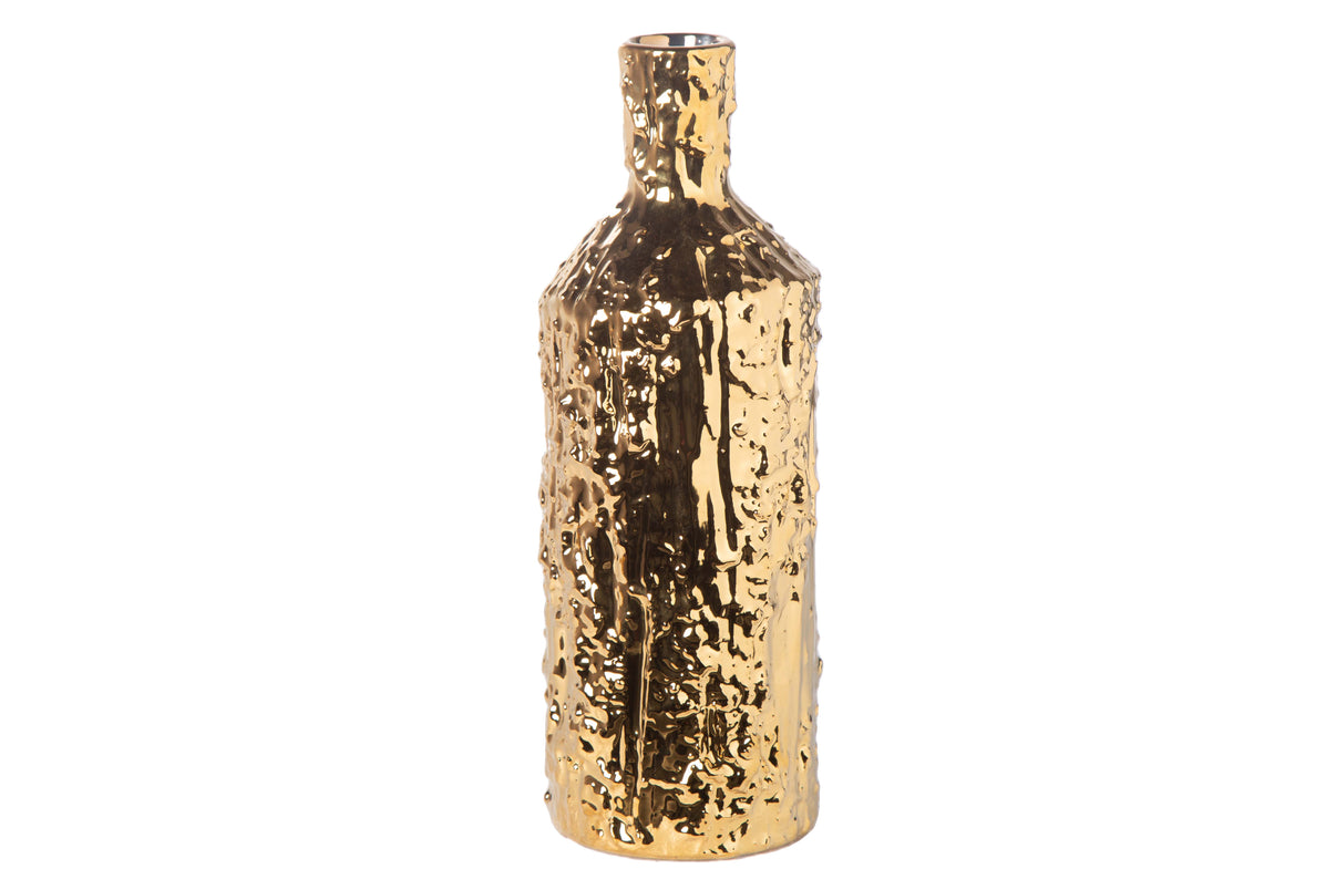 Ceramic Round Bottle Vase Gloss Finish Gold