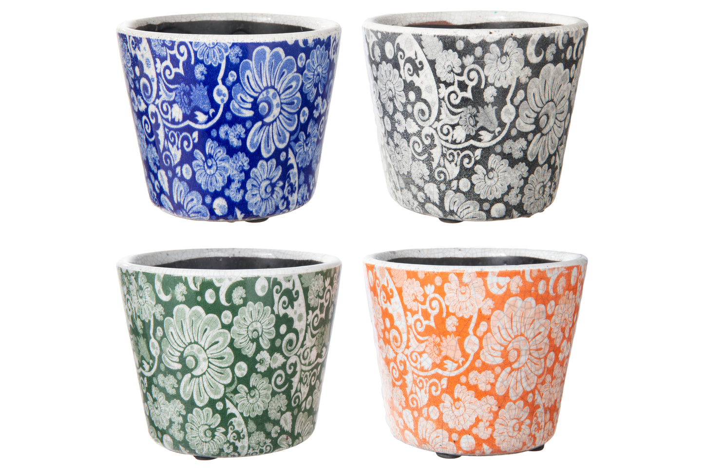 Ceramic Round Pot Gloss Finish Polychromatic-12.00"H -155